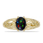 Inel din Argint 925 Placat cu Aur ( 2.47 grame ) cu Opal Etiopian Negru Lega Dembi 0.77 Carate