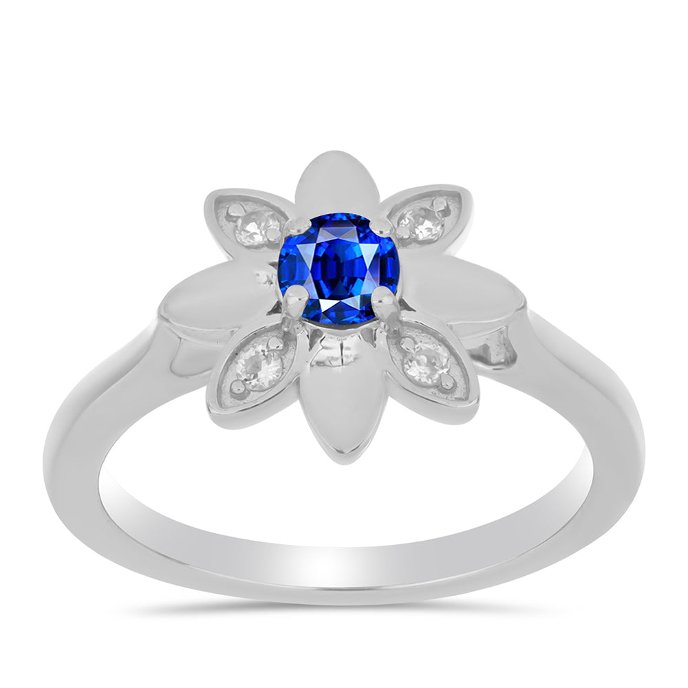 Inel din Argint 925 ( 2.66 grame ) cu Safir Albastru Australian și Topaz Alb 0.42 Carate 3 