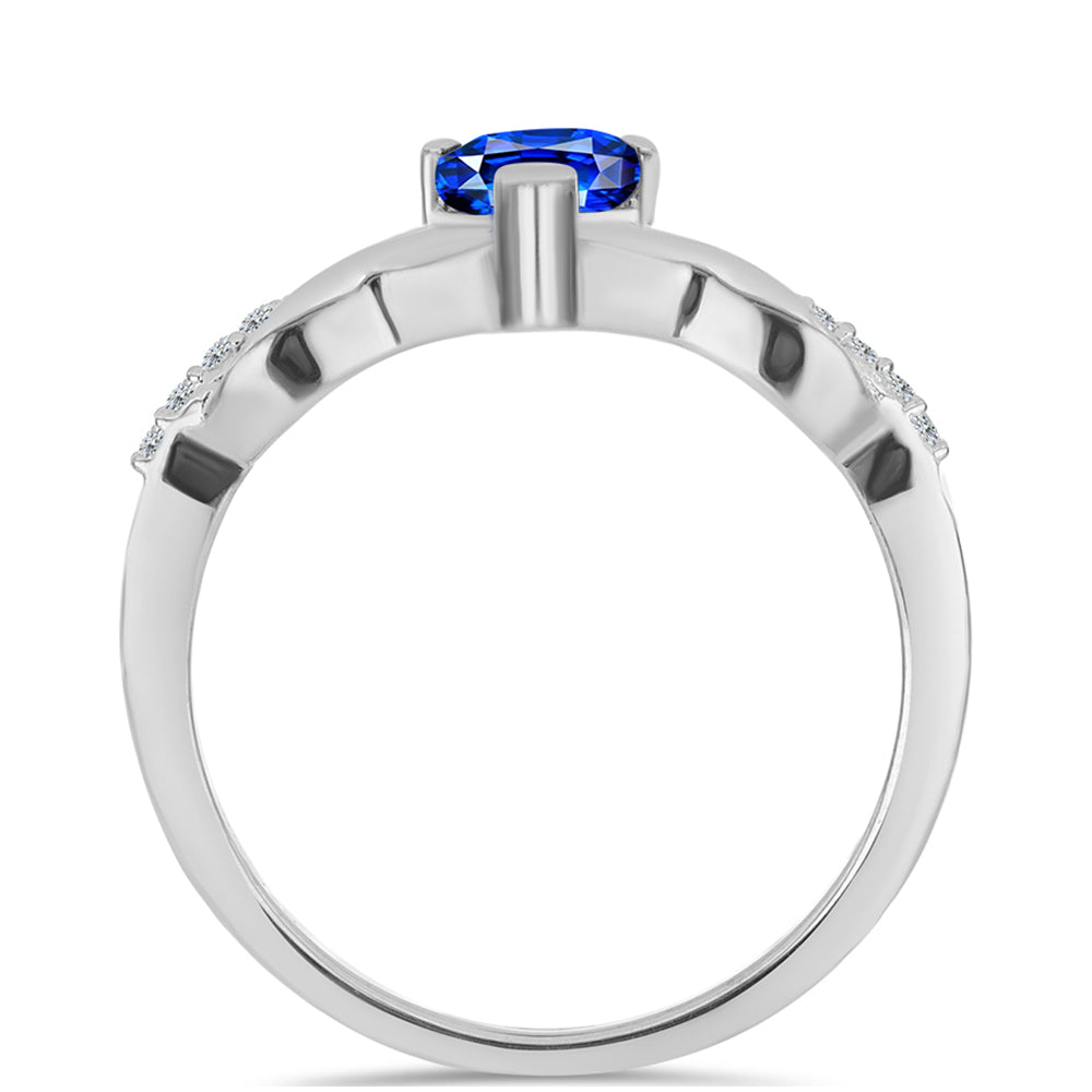 Inel din Argint 925 ( 2.37 grame ) cu Safir Albastru Australian și Topaz Alb 1.02 Carate 2 