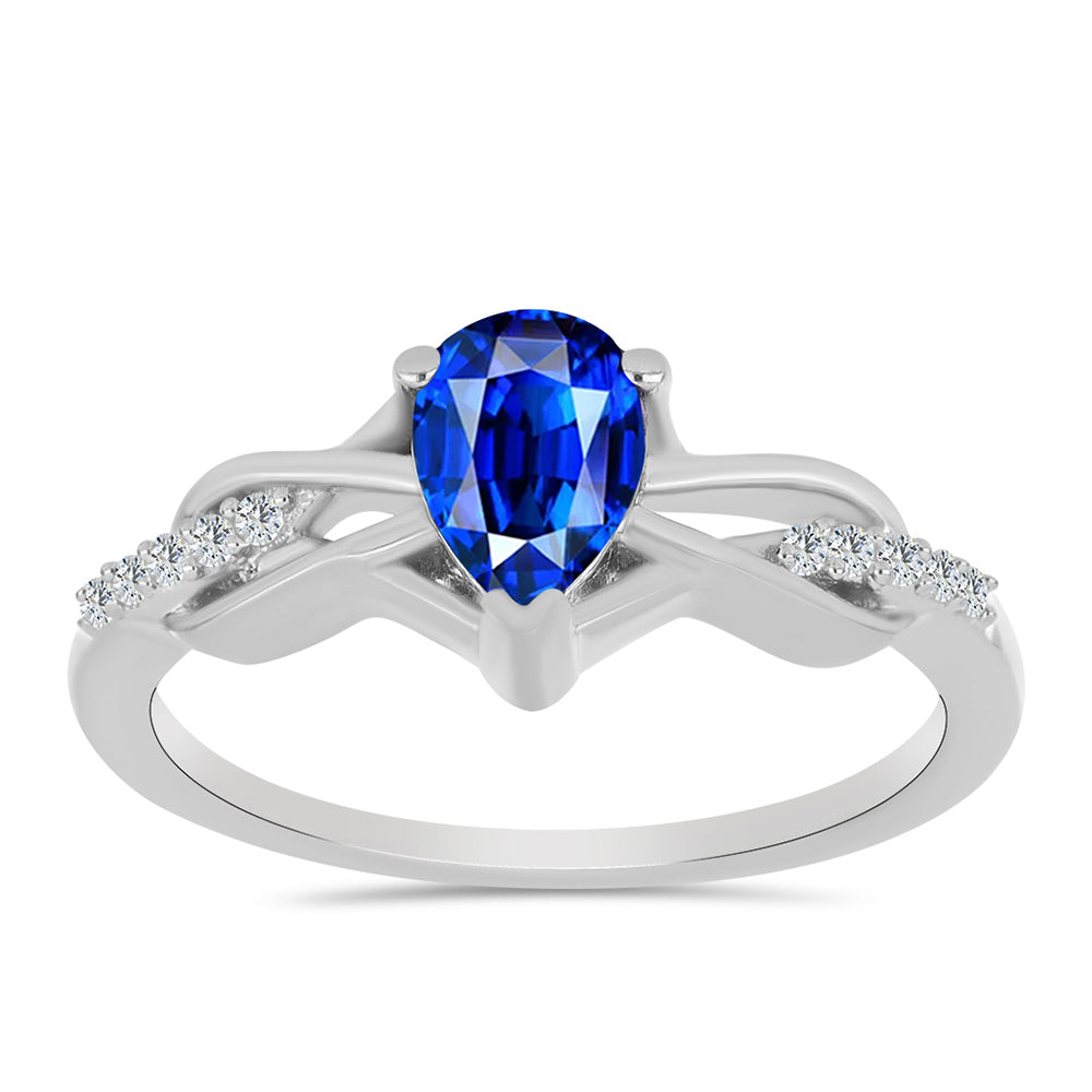 Inel din Argint 925 ( 2.37 grame ) cu Safir Albastru Australian și Topaz Alb 1.02 Carate