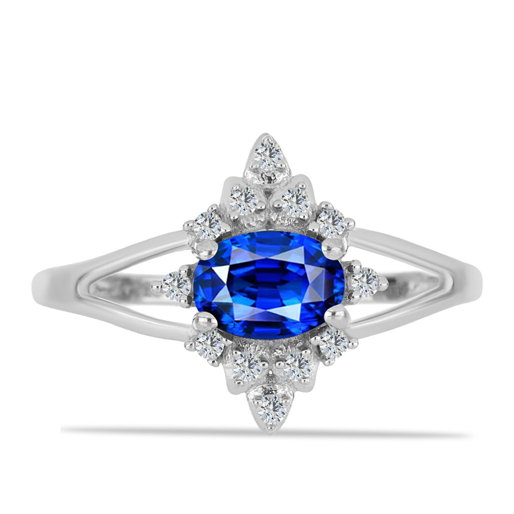 Inel din Argint 925 ( 2.23 grame ) cu Safir Albastru Australian și Topaz Alb 1.3 Carate 1 