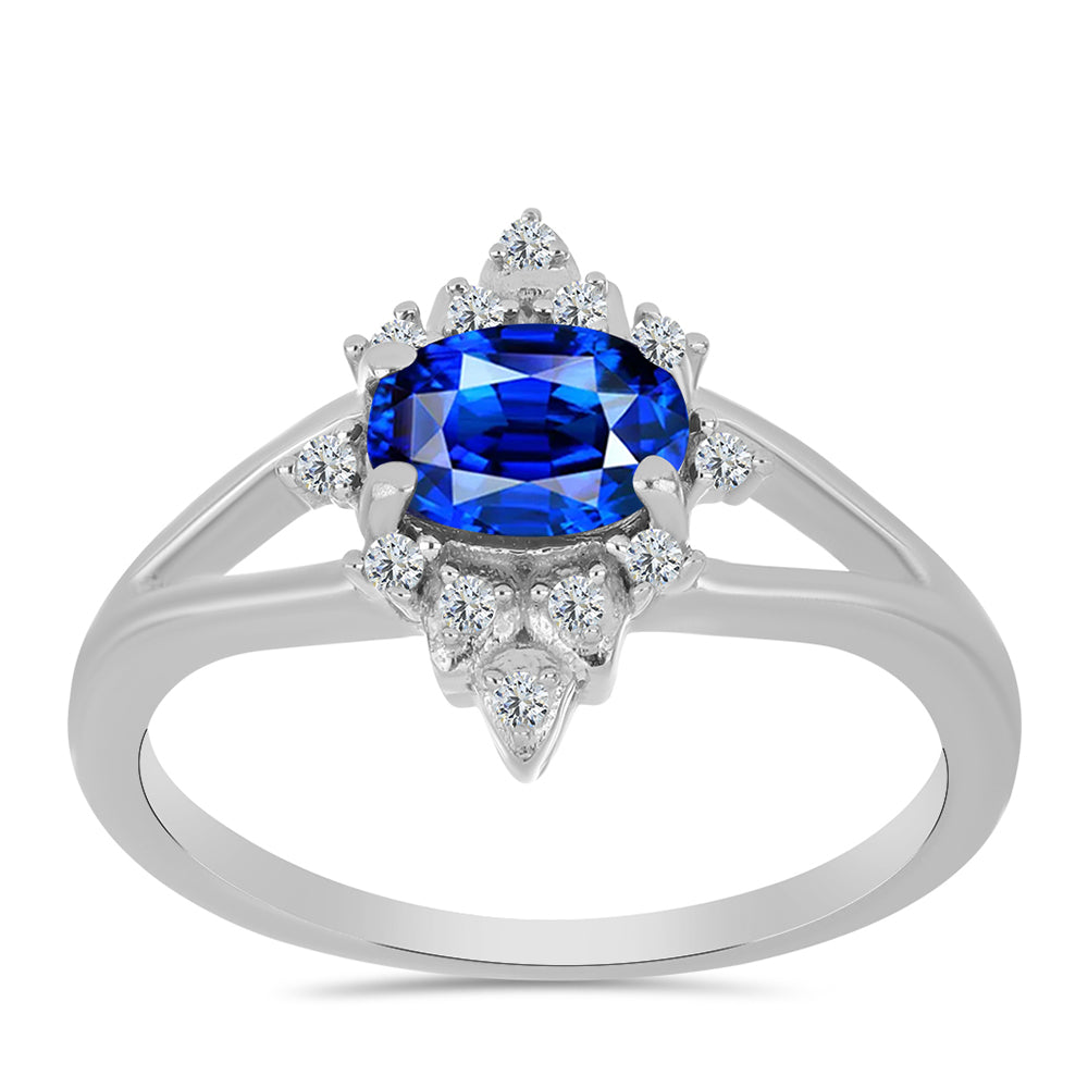 Inel din Argint 925 ( 2.23 grame ) cu Safir Albastru Australian și Topaz Alb 1.3 Carate 3 