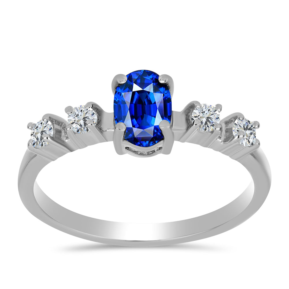 Inel din Argint 925 ( 2.3 grame ) cu Safir Albastru Australian și Topaz Alb 1.43 Carate