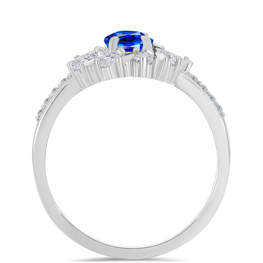 Inel din Argint 925 ( 2.89 grame ) cu Safir Albastru Australian și Zircon Alb 2 Carate