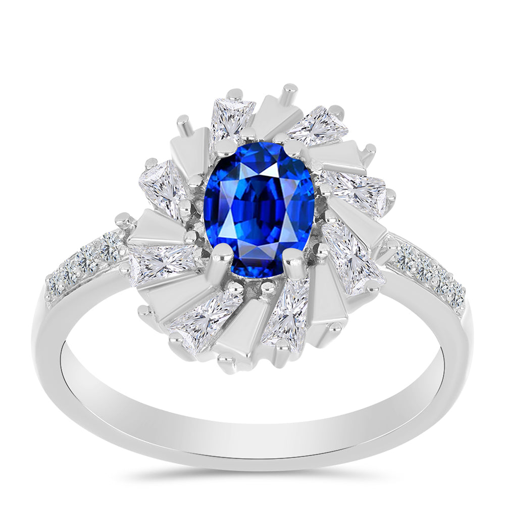 Inel din Argint 925 ( 2.89 grame ) cu Safir Albastru Australian și Zircon Alb 2 Carate 3 