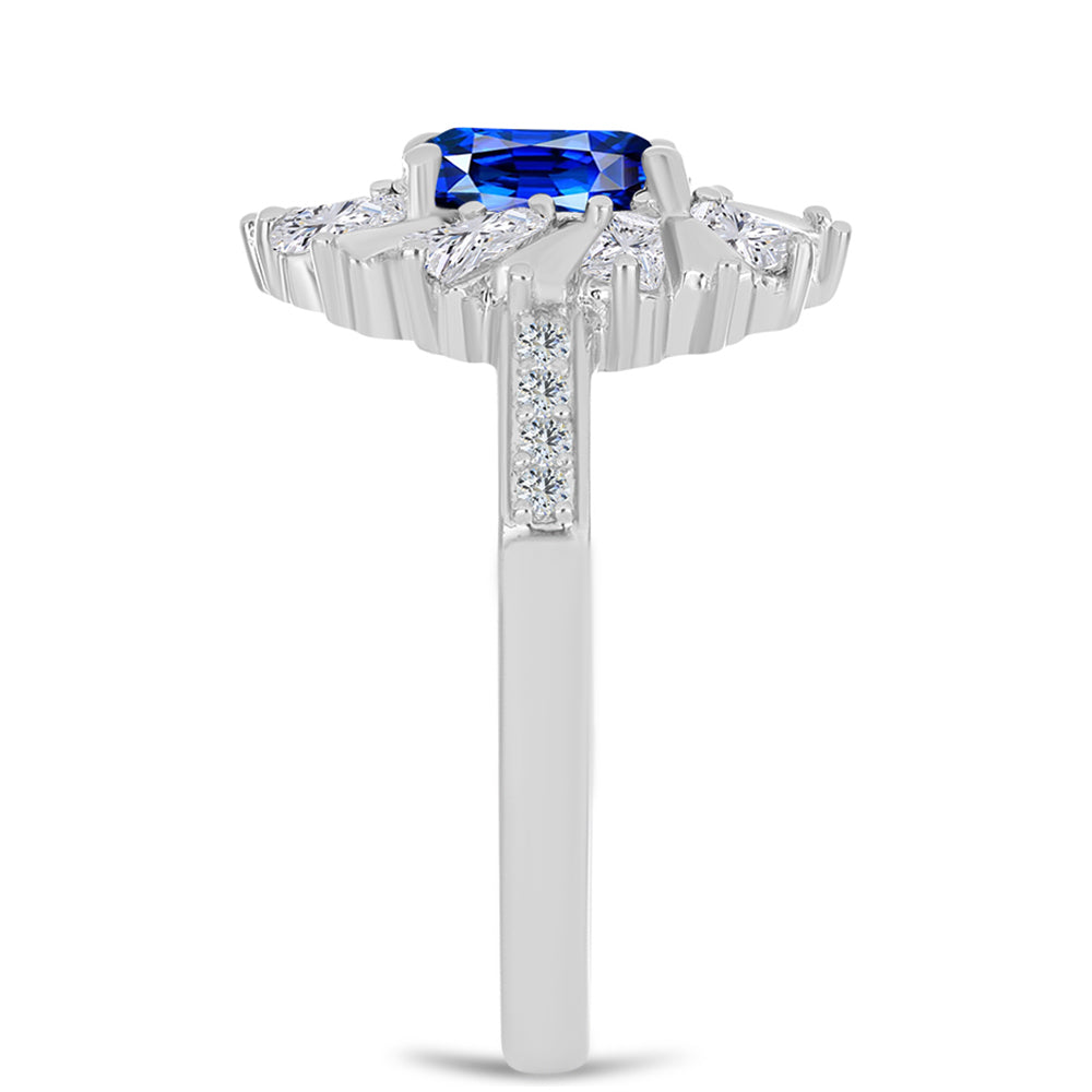 Inel din Argint 925 ( 2.89 grame ) cu Safir Albastru Australian și Zircon Alb 2 Carate 4 