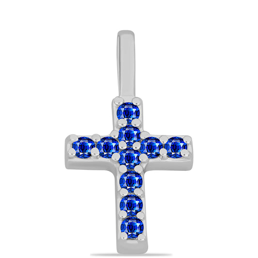 Cruce Pandantiv din Argint 925 ( 0.52 grame ) cu Safir Albastru Australian 0.17 Carate