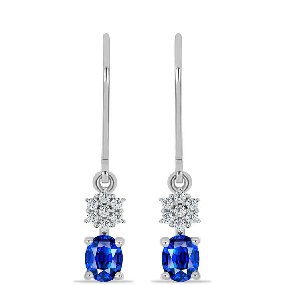 Cercei din Argint 925 ( 1.53 grame ) cu Safir Albastru Australian și Topaz Alb 1.17 Carate 1 
