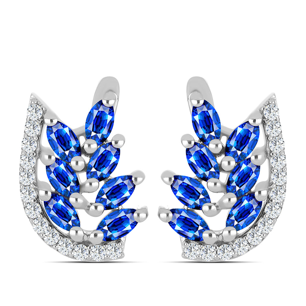 Cercei din Argint 925 ( 3.89 grame ) cu Safir Albastru Australian și Topaz Alb 1.92 Carate 1 