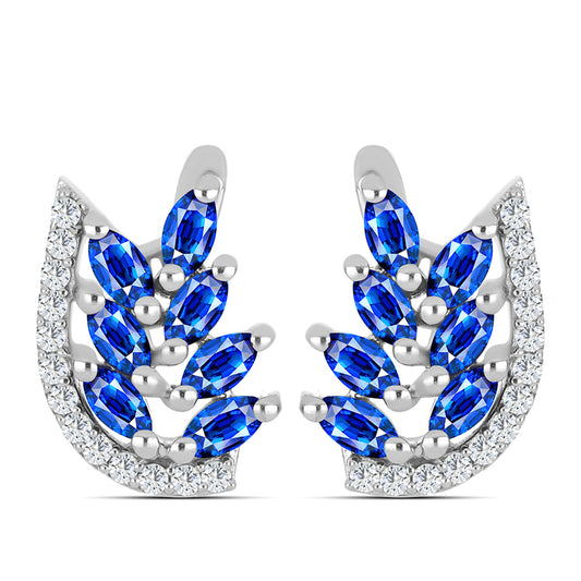 Cercei din Argint 925 ( 3.89 grame ) cu Safir Albastru Australian și Topaz Alb 1.92 Carate