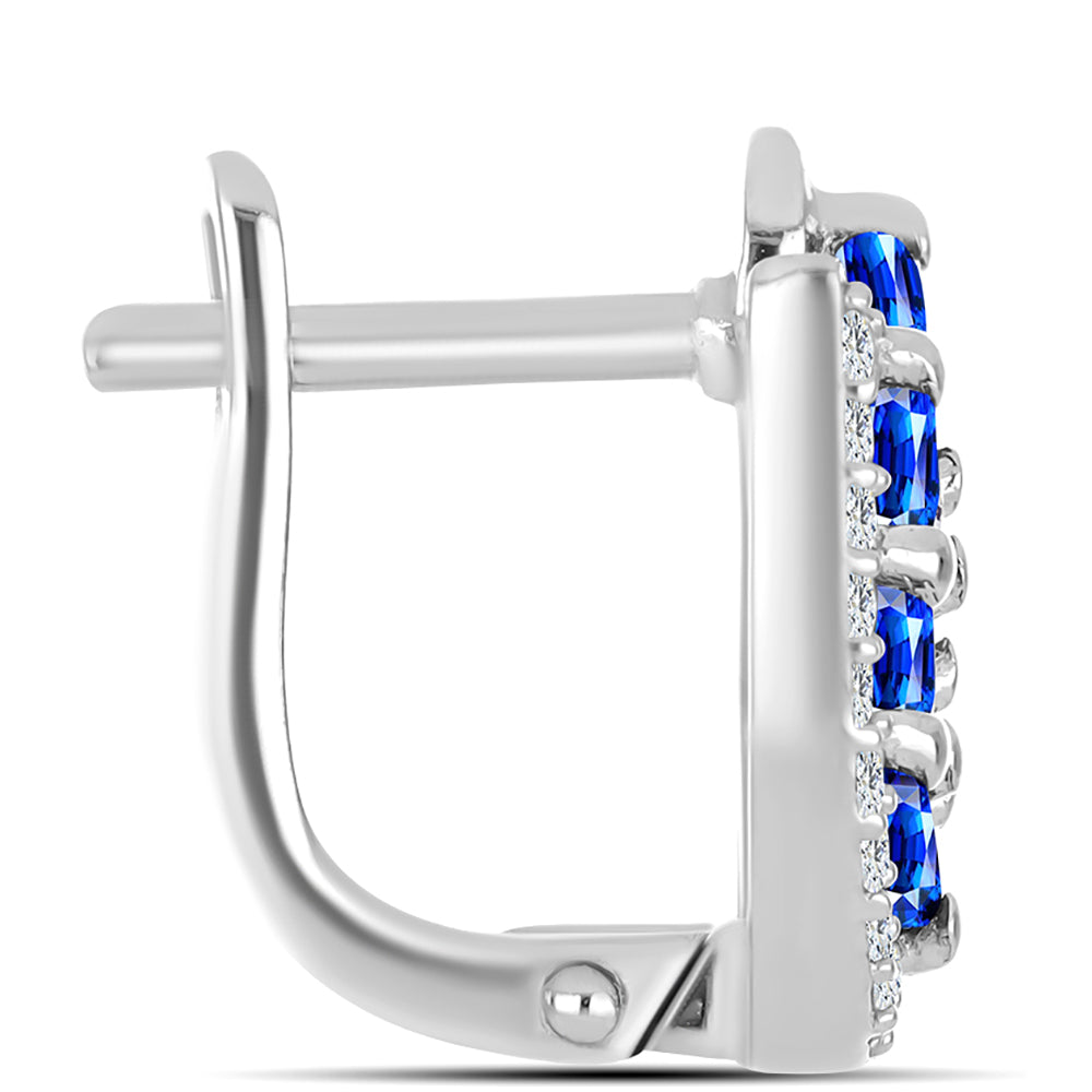 Cercei din Argint 925 ( 3.89 grame ) cu Safir Albastru Australian și Topaz Alb 1.92 Carate