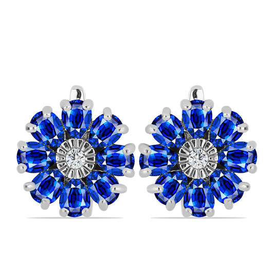Cercei din Argint 925 ( 3.65 grame ) cu Safir Albastru Australian și Topaz Alb 4.13 Carate