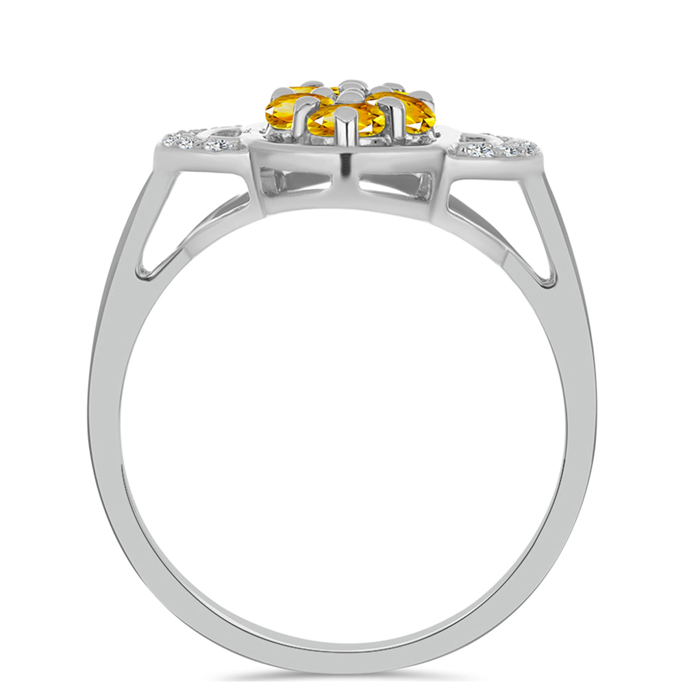 Inel din Argint 925 ( 3.14 grame ) cu Citrin Ural și Topaz Alb 0.8 Carate 2 