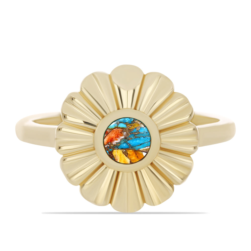 Inel din Argint 925 Placat cu Aur ( 3.23 grame ) cu Turcoaz Oyster 0.32 Carate