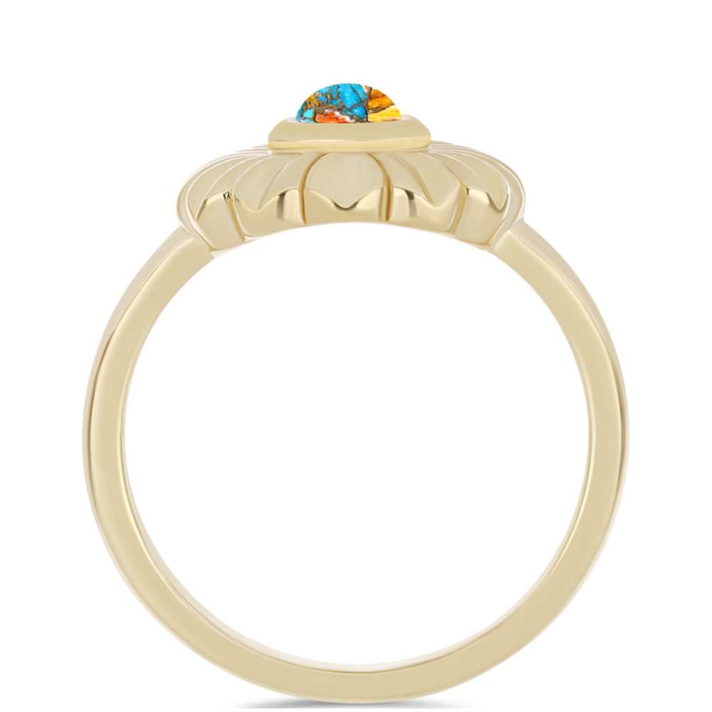 Inel din Argint 925 Placat cu Aur ( 3.23 grame ) cu Turcoaz Oyster 0.32 Carate 2 