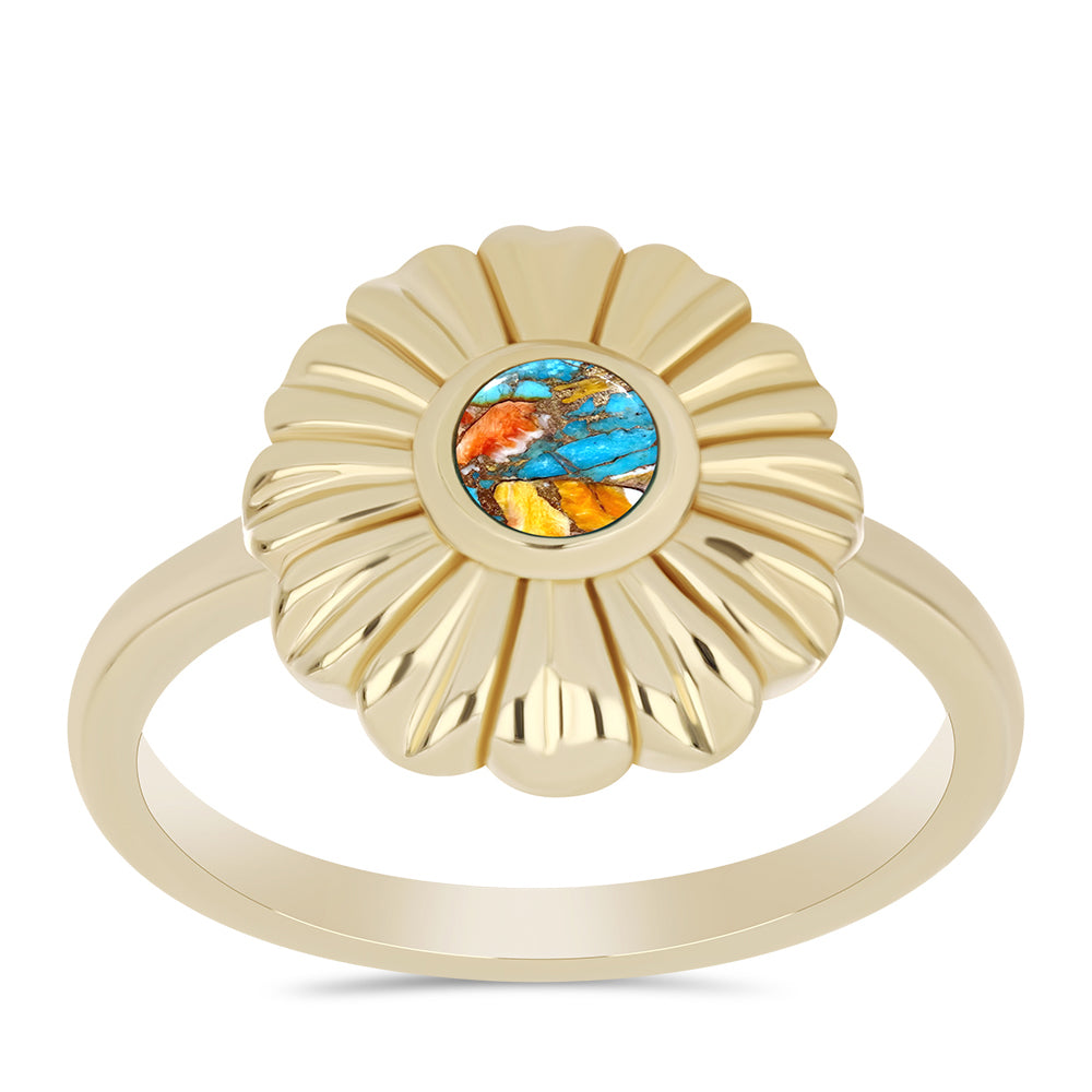 Inel din Argint 925 Placat cu Aur ( 3.23 grame ) cu Turcoaz Oyster 0.32 Carate