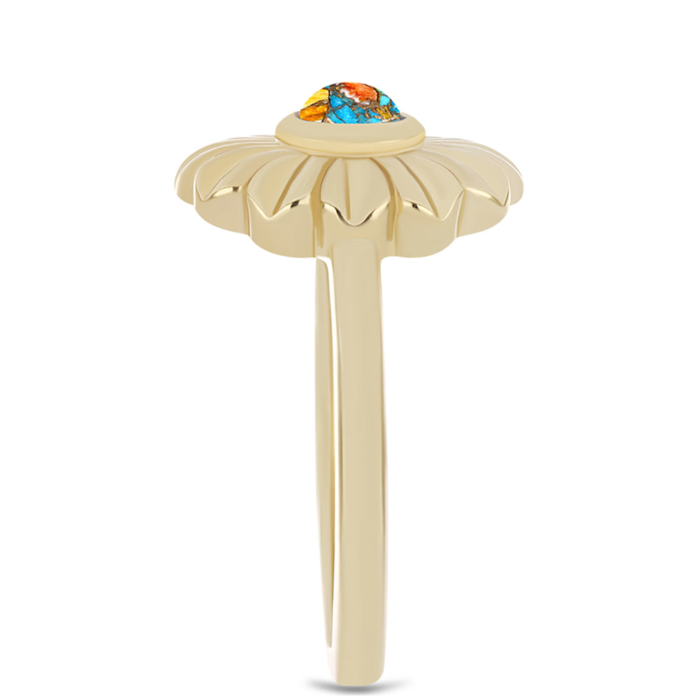 Inel din Argint 925 Placat cu Aur ( 3.23 grame ) cu Turcoaz Oyster 0.32 Carate 4 