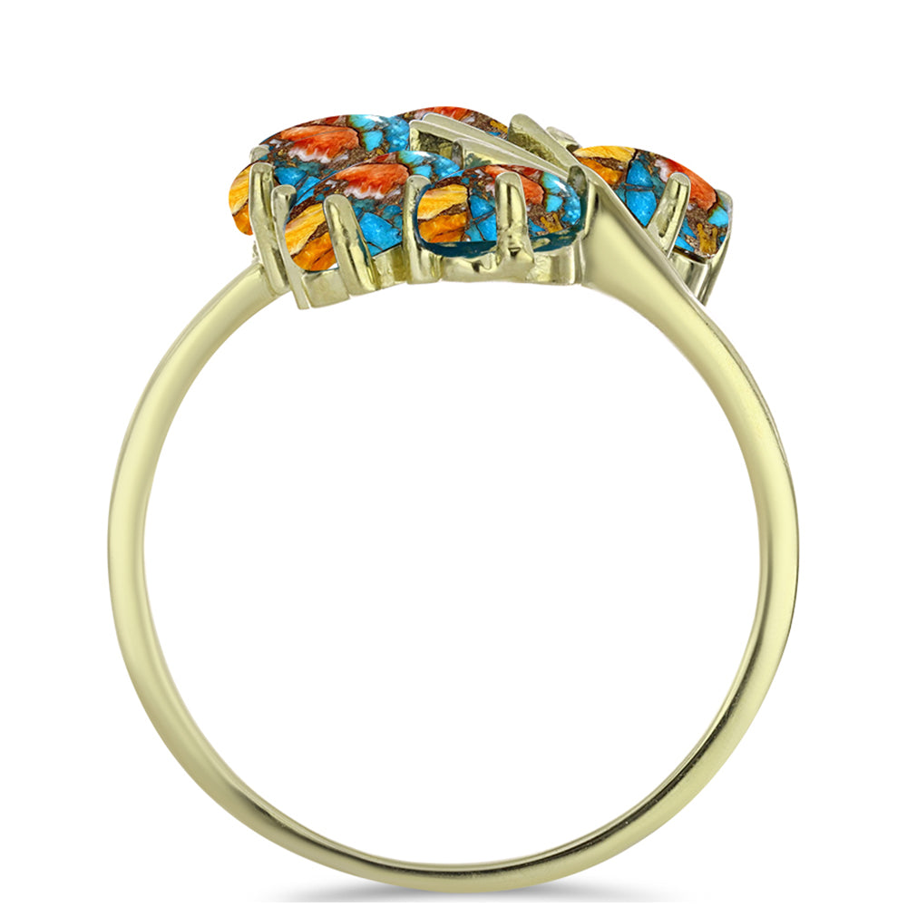 Inel din Argint 925 Placat cu Aur ( 4.11 grame ) cu Turcoaz Oyster 3.04 Carate