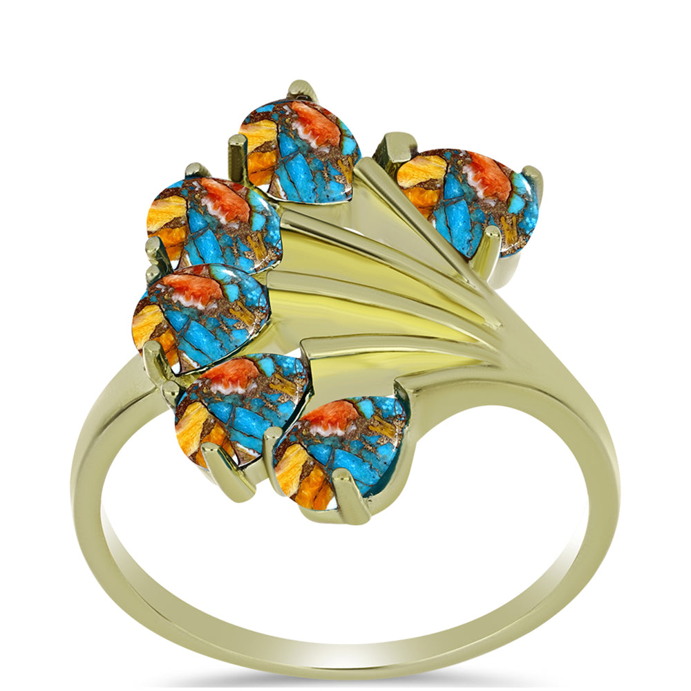 Inel din Argint 925 Placat cu Aur ( 4.11 grame ) cu Turcoaz Oyster 3.04 Carate 3 