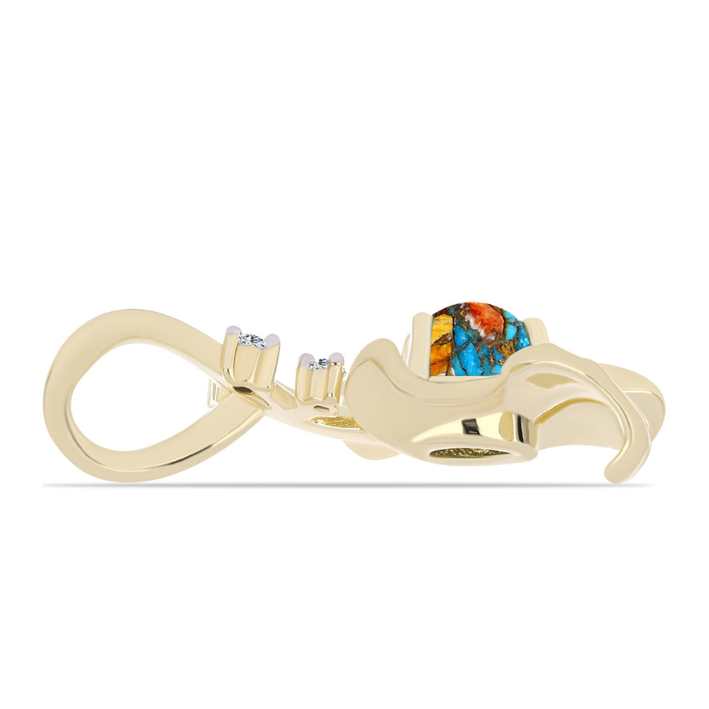 Pandantiv din Argint 925 Placat cu Aur ( 1.93 grame ) cu Turcoaz Oyster și Topaz Alb 0.65 Carate 2 