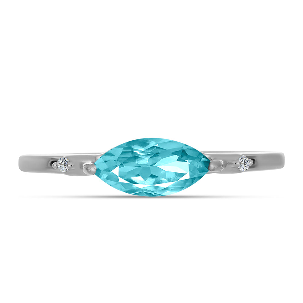 Inel din Argint 925 ( 1.53 grame ) cu Cuarț Paraiba și Topaz Alb 0.93 Carate 2 