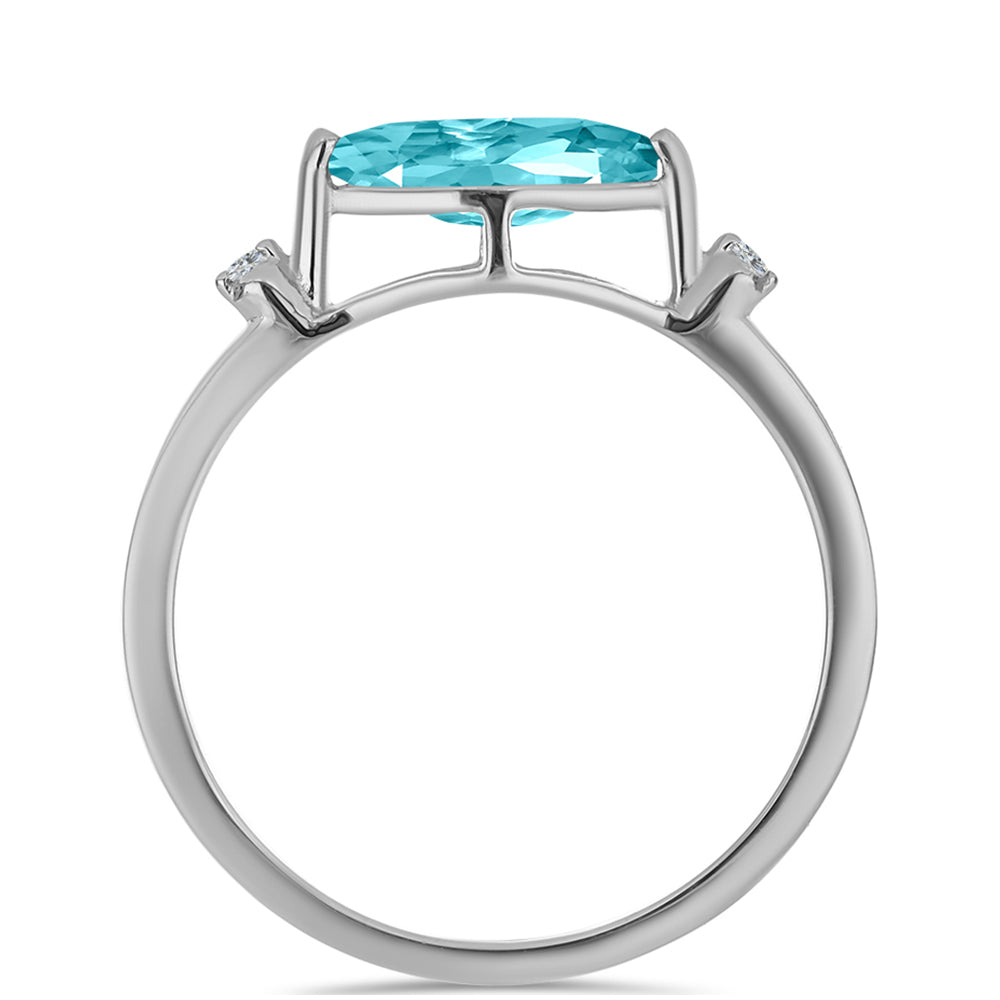 Inel din Argint 925 ( 1.53 grame ) cu Cuarț Paraiba și Topaz Alb 0.93 Carate