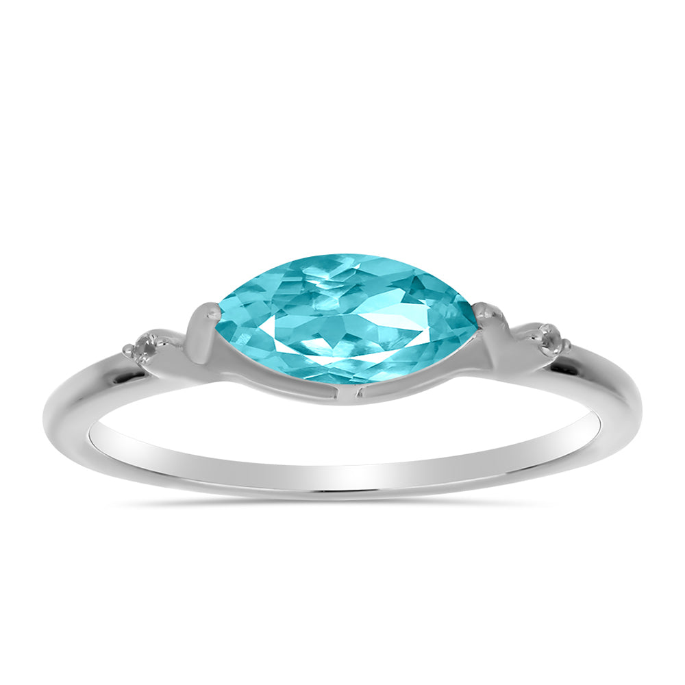 Inel din Argint 925 ( 1.53 grame ) cu Cuarț Paraiba și Topaz Alb 0.93 Carate