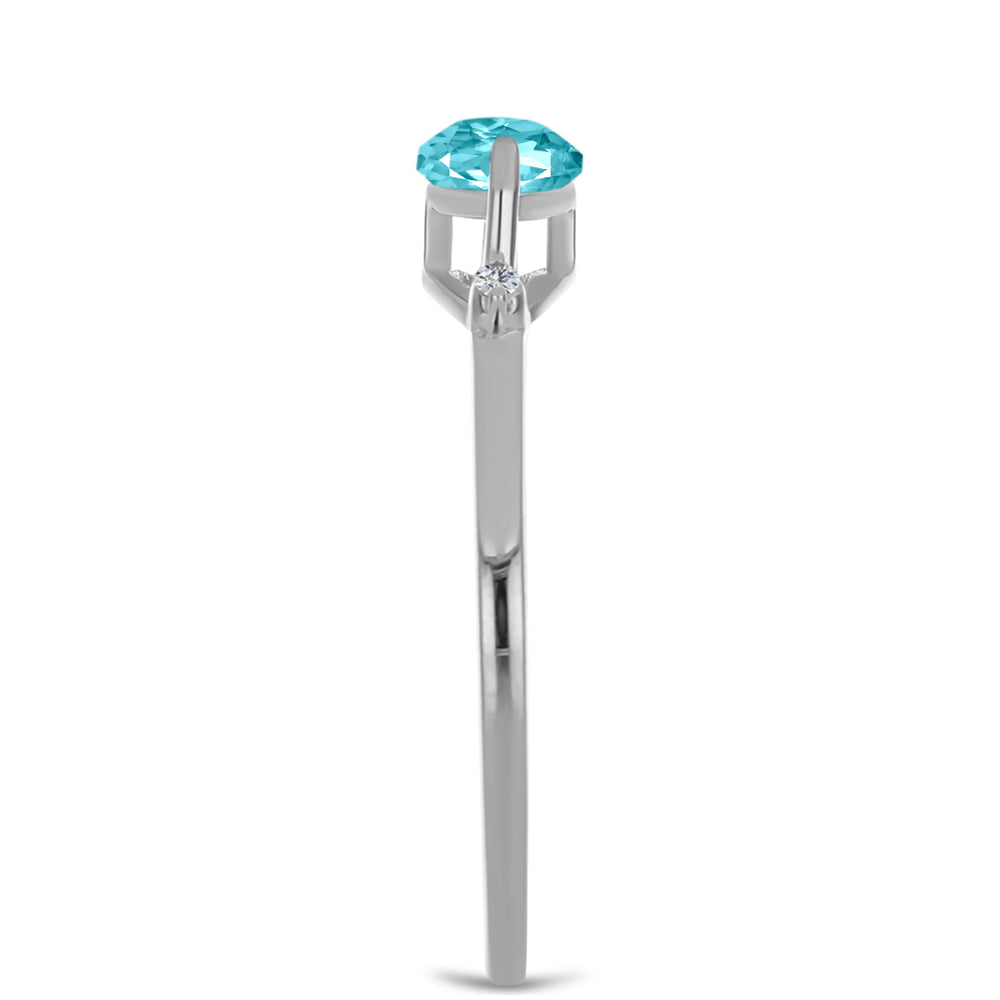 Inel din Argint 925 ( 1.53 grame ) cu Cuarț Paraiba și Topaz Alb 0.93 Carate 4 