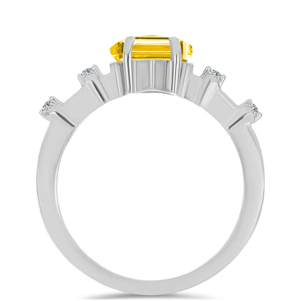 Inel din Argint 925 ( 2.45 grame ) cu Citrin Ural și Topaz Alb 1.31 Carate