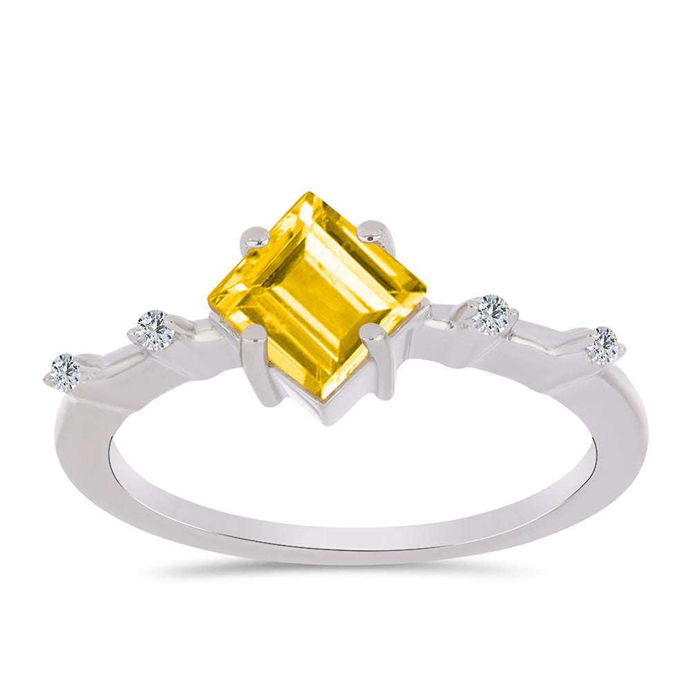 Inel din Argint 925 ( 2.45 grame ) cu Citrin Ural și Topaz Alb 1.31 Carate 3 