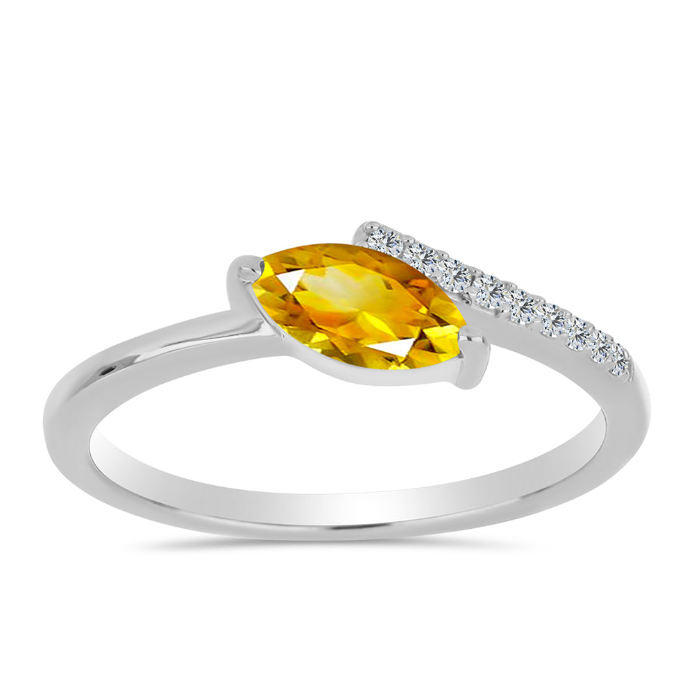 Inel din Argint 925 ( 1.8 grame ) cu Citrin Ural și Topaz Alb 0.65 Carate 1 