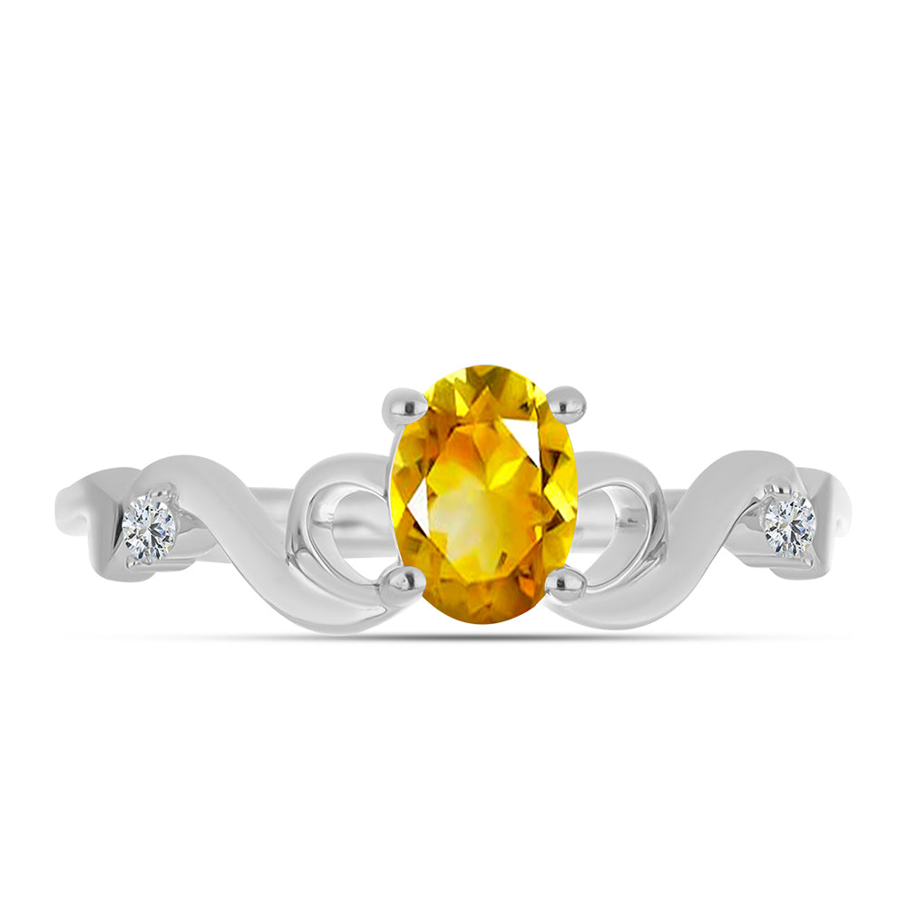 Inel din Argint 925 ( 2.32 grame ) cu Citrin Ural și Topaz Alb 0.81 Carate 1 