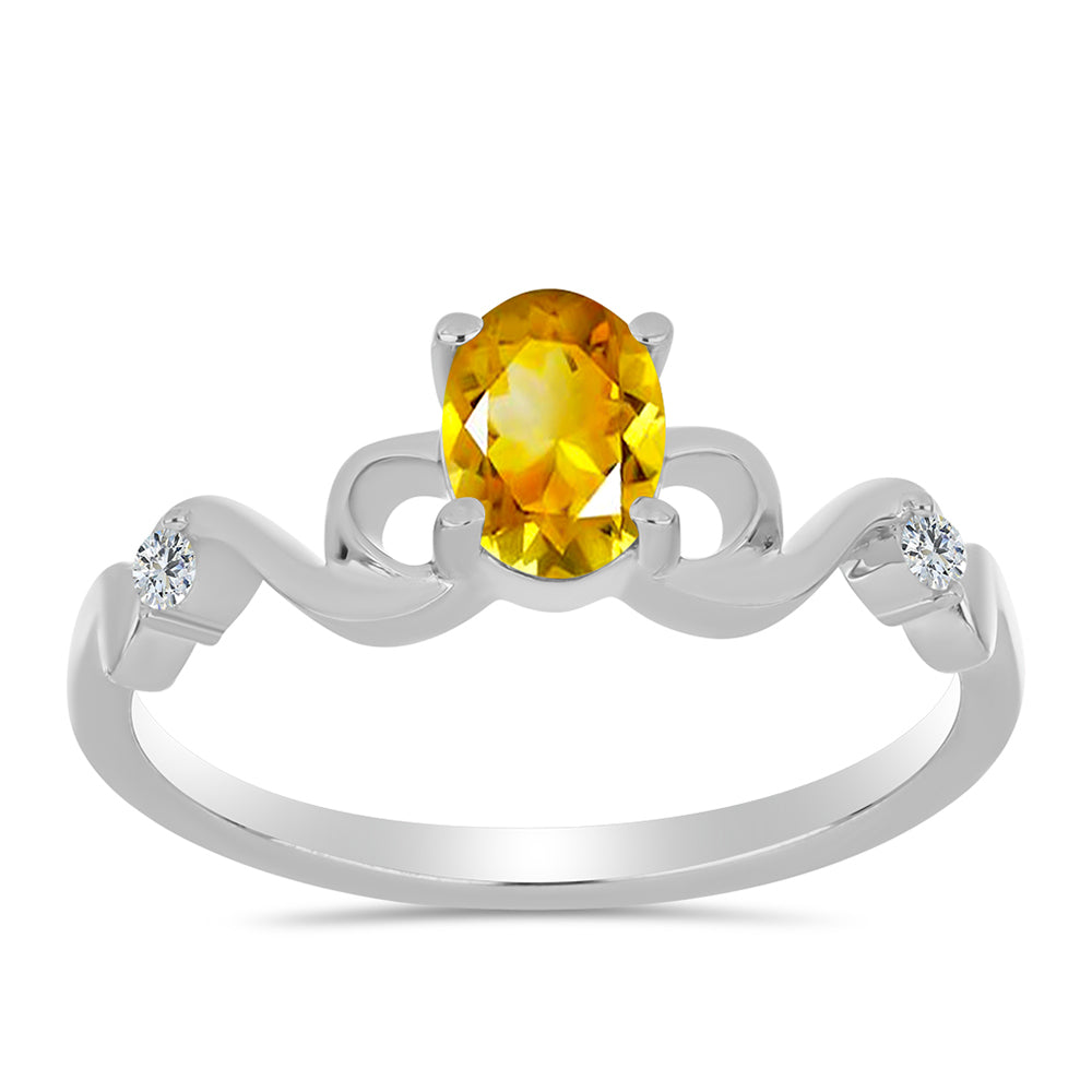 Inel din Argint 925 ( 2.32 grame ) cu Citrin Ural și Topaz Alb 0.81 Carate
