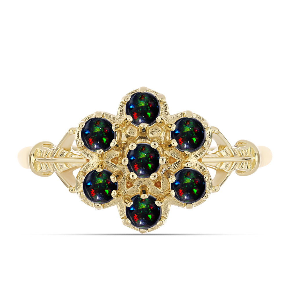 Inel din Argint 925 Placat cu Aur ( 2.88 grame ) cu Opal Etiopian Negru Lega Dembi 0.48 Carate