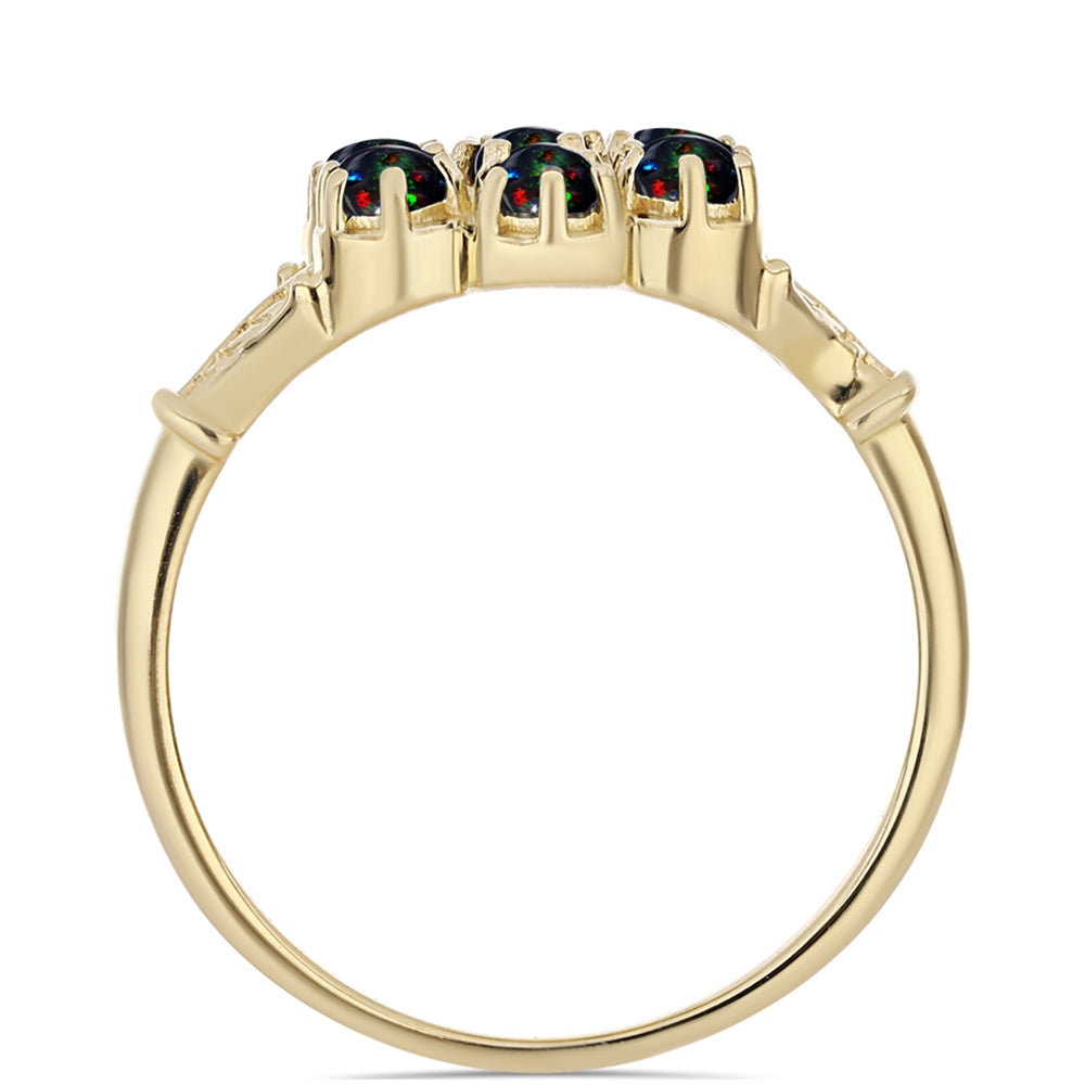 Inel din Argint 925 Placat cu Aur ( 2.88 grame ) cu Opal Etiopian Negru Lega Dembi 0.48 Carate
