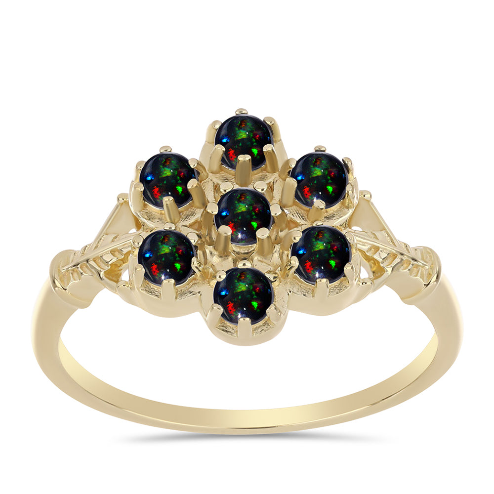 Inel din Argint 925 Placat cu Aur ( 2.88 grame ) cu Opal Etiopian Negru Lega Dembi 0.48 Carate