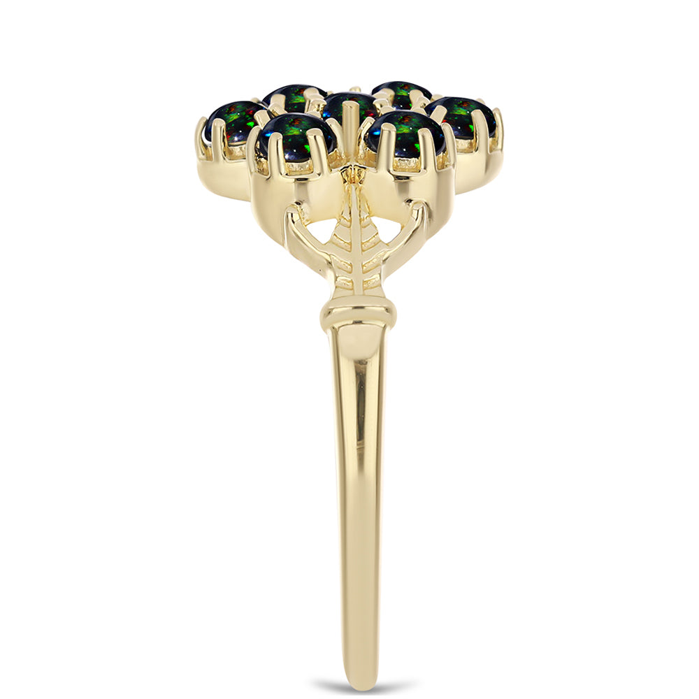 Inel din Argint 925 Placat cu Aur ( 2.88 grame ) cu Opal Etiopian Negru Lega Dembi 0.48 Carate 4 