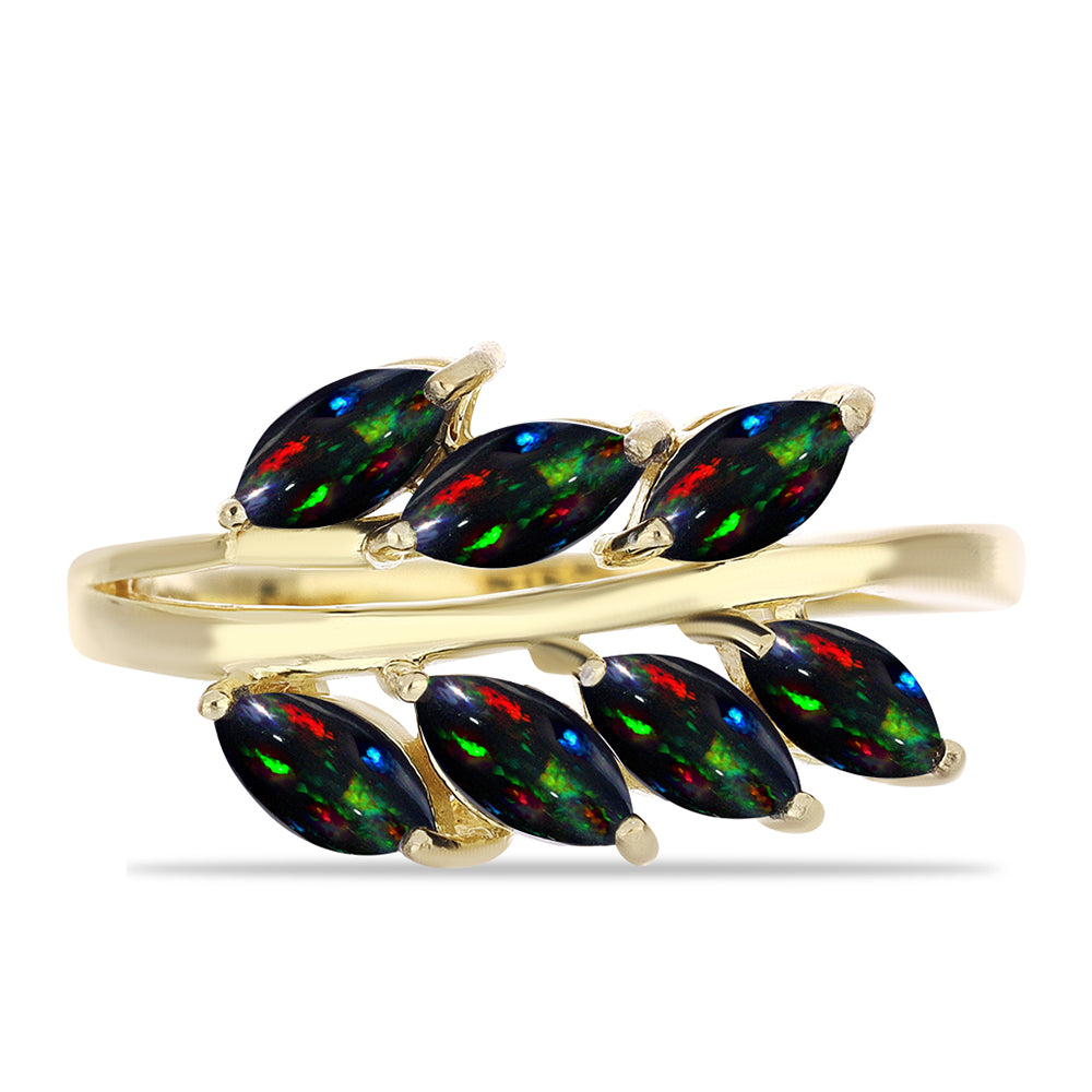 Inel din Argint 925 Placat cu Aur ( 3.2 grame ) cu Opal Etiopian Negru Lega Dembi 1.08 Carate 1 