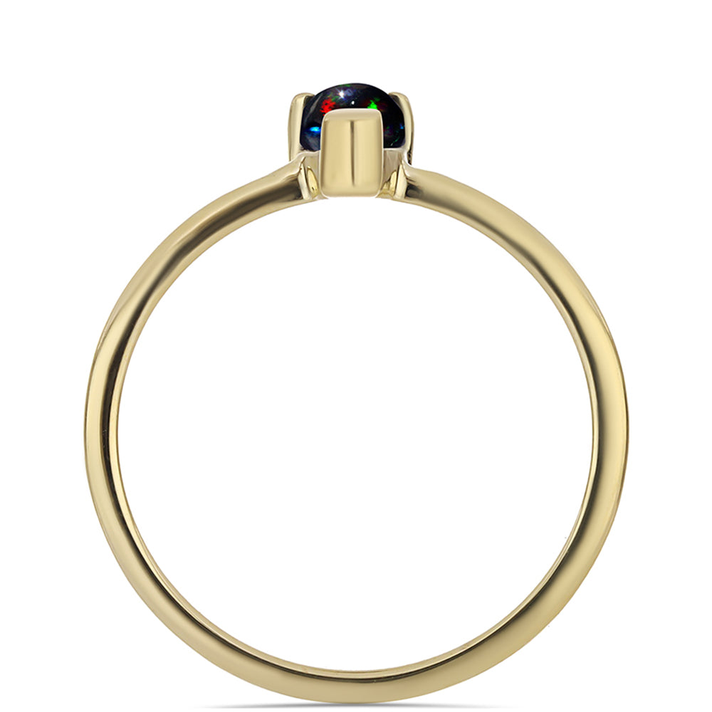 Set din Argint 925 Placat cu Aur ( 2.51 grame ) cu Opal Etiopian Negru Lega Dembi 0.82 Carate ( Cercei+Inel ) 5 