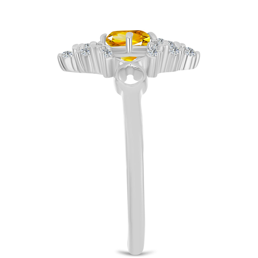 Inel din Argint 925 ( 2.81 grame ) cu Citrin Ural și Topaz Alb 1.09 Carate 4 