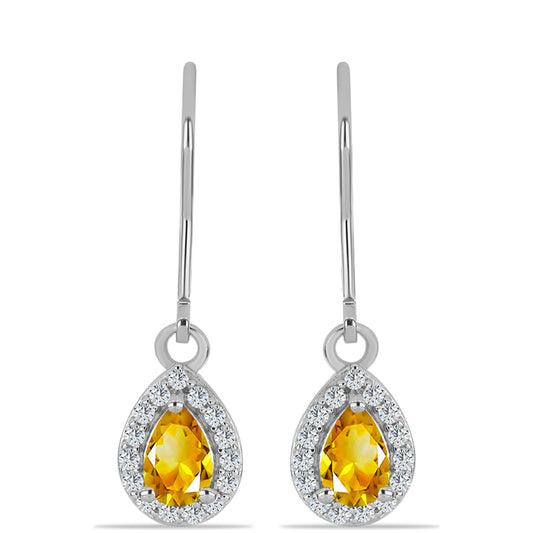 Cercei din Argint 925 ( 2.15 grame ) cu Citrin Ural și Topaz Alb 1 Carate