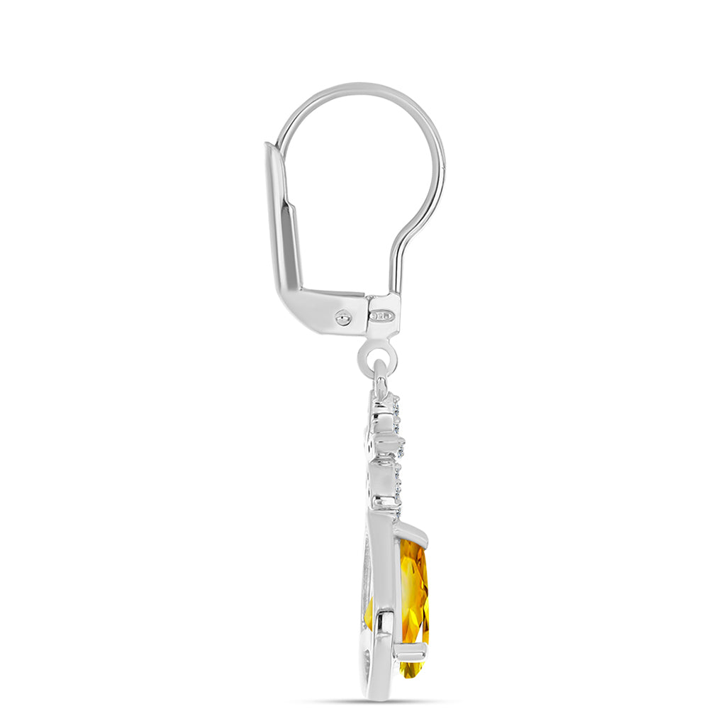 Cercei din Argint 925 ( 2.75 grame ) cu Citrin Ural și Topaz Alb 1.98 Carate