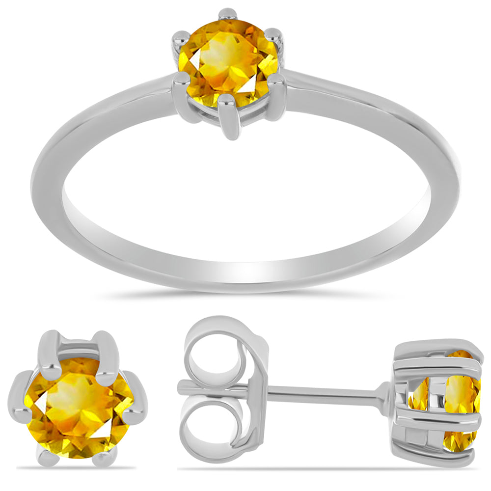 Set din Argint 925 ( 2.71 grame ) cu Citrin Ural 1.35 Carate ( Cercei+Inel ) 1 