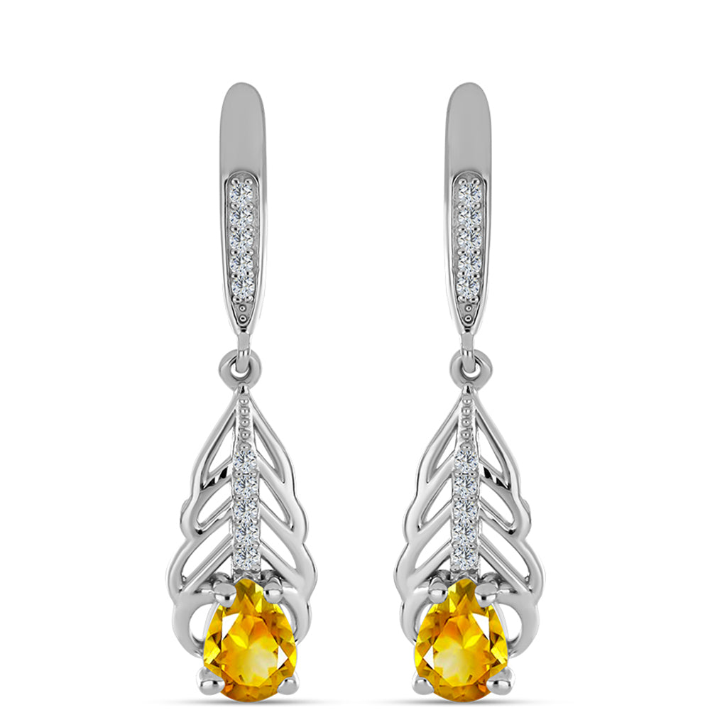 Cercei din Argint 925 ( 4.52 grame ) cu Citrin Ural și Topaz Alb 1.42 Carate