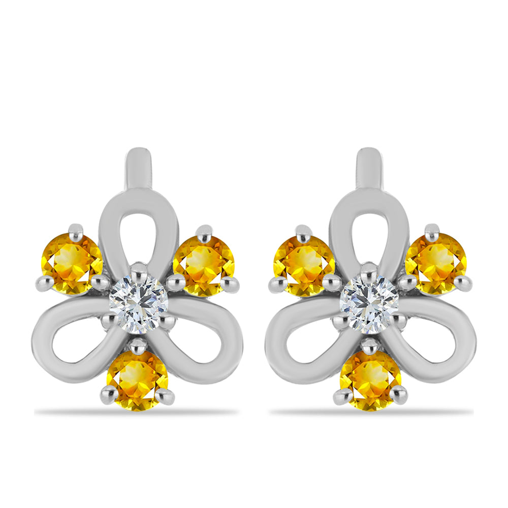 Cercei din Argint 925 ( 3.63 grame ) cu Citrin Ural și Topaz Alb 0.96 Carate