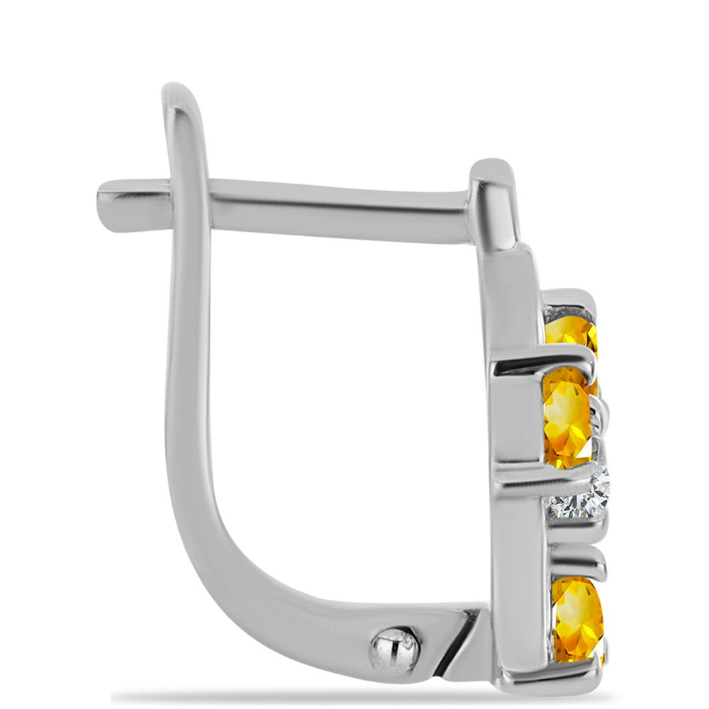 Cercei din Argint 925 ( 3.63 grame ) cu Citrin Ural și Topaz Alb 0.96 Carate