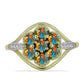 Inel din Argint 925 Placat cu Aur ( 3.65 grame ) cu Turcoaz Oyster și Topaz Alb 1.18 Carate