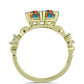 Inel din Argint 925 Placat cu Aur ( 7.35 grame ) cu Turcoaz Oyster și Topaz Alb 3.92 Carate