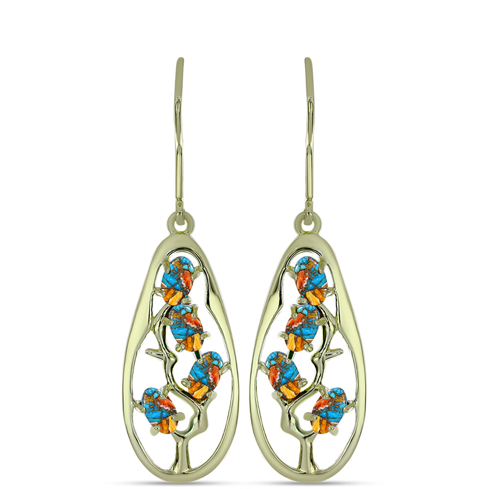 Cercei din Argint 925 Placat cu Aur ( 3.8 grame ) cu Turcoaz Oyster 2.23 Carate