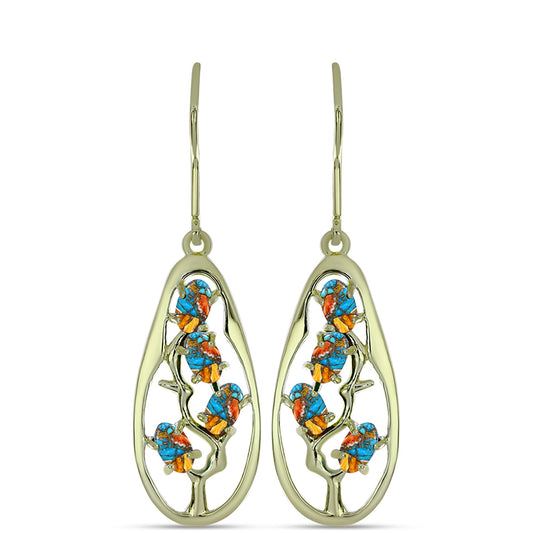 Cercei din Argint 925 Placat cu Aur ( 3.8 grame ) cu Turcoaz Oyster 2.23 Carate